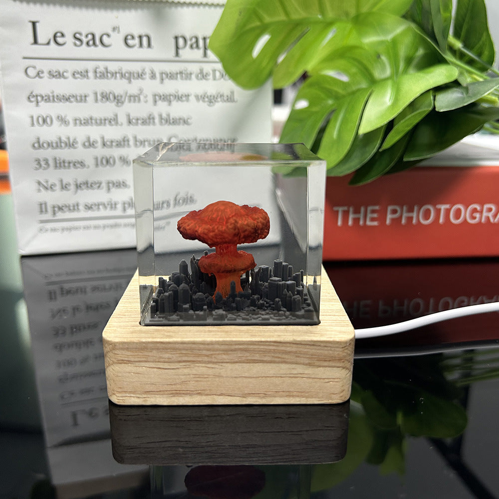 Handmade Resin Atomic Bomb Explosion Mushroom Cloud Small Night Lamp Ornaments PrestigePearls