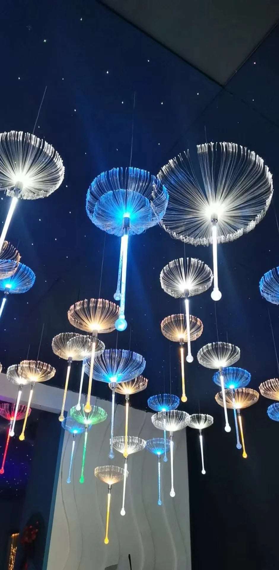 Colorful Optical Fiber Jellyfish Stick Dandelion Outdoor Atmosphere Small Night Lamp