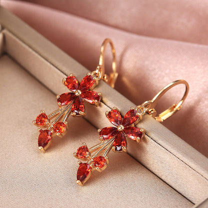 Fashion OL Copper Inlaid Zircon Flower Earrings PrestigePearls