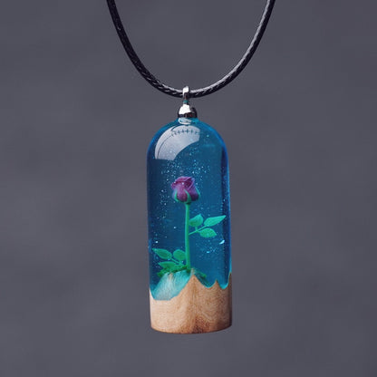 Log Resin Rose Pendant Necklace PrestigePearls