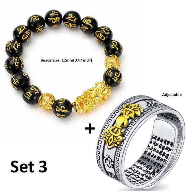 Unisex Chinese Feng Shui Pixiu Bracelet Ring - prestigepearls