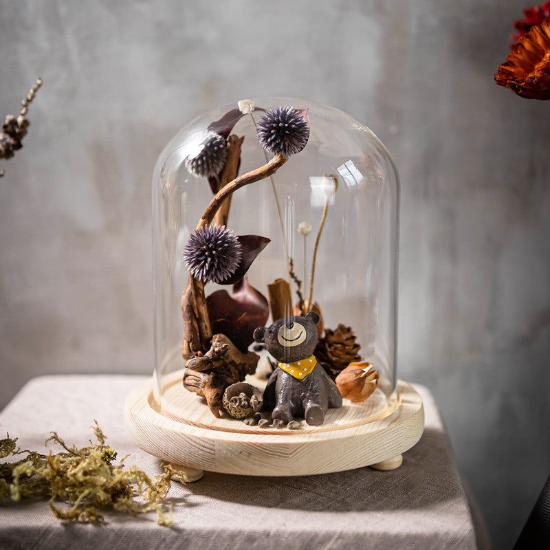 Floralium-Handmade Plant Dried Flower Flower Micro Landscape Glass Cover Home Furnishings PrestigePearls