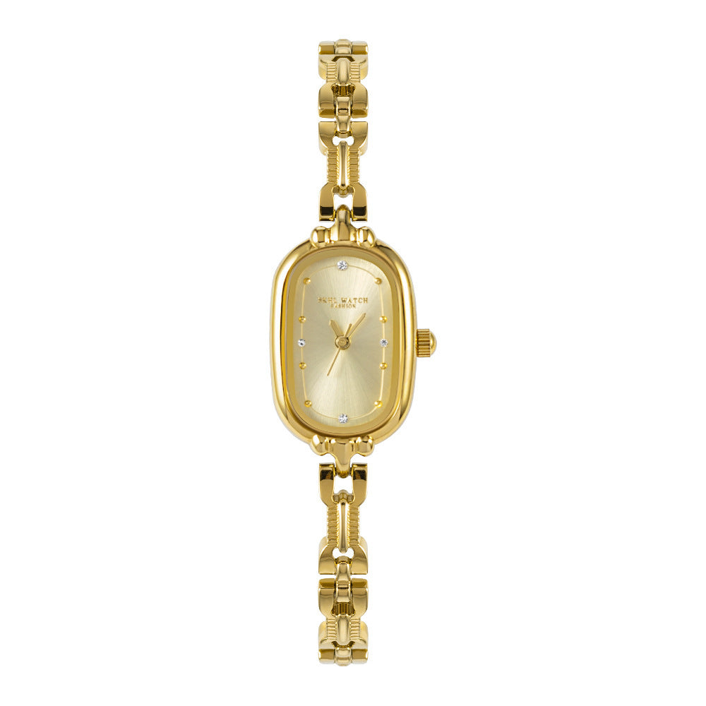 Medieval Small Retro Small Golden Watch Oval Light Luxury Artistic Fashion Quartz PrestigePearls